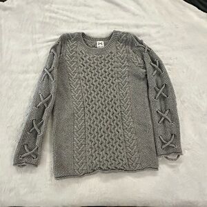 Cableknit Sweater with Laced Sleeves